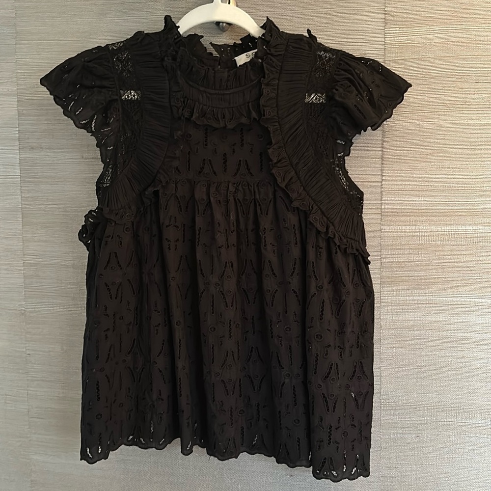 Sea NYC black eyelet top